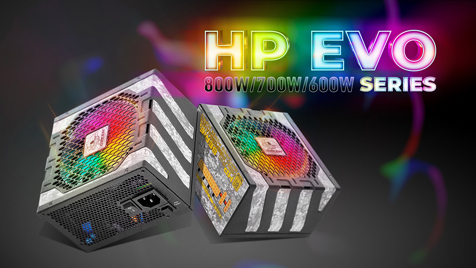New HP EVO GREEN series power supplies with ARGB lighting and Intel ATX 12V 2.52 standard